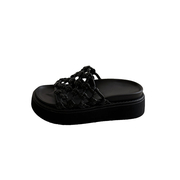 Femme Woven Slide Sandaler med Chunky Platform Stilla