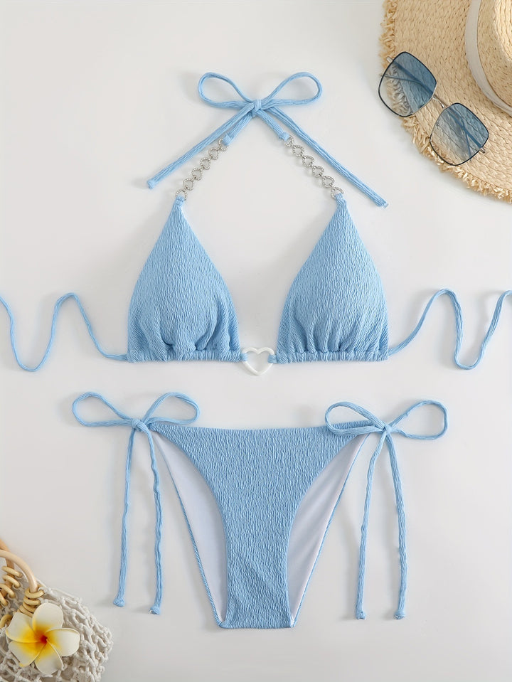 Dame triangel-bikini med raffinerede kædeaccentuer Skovae
