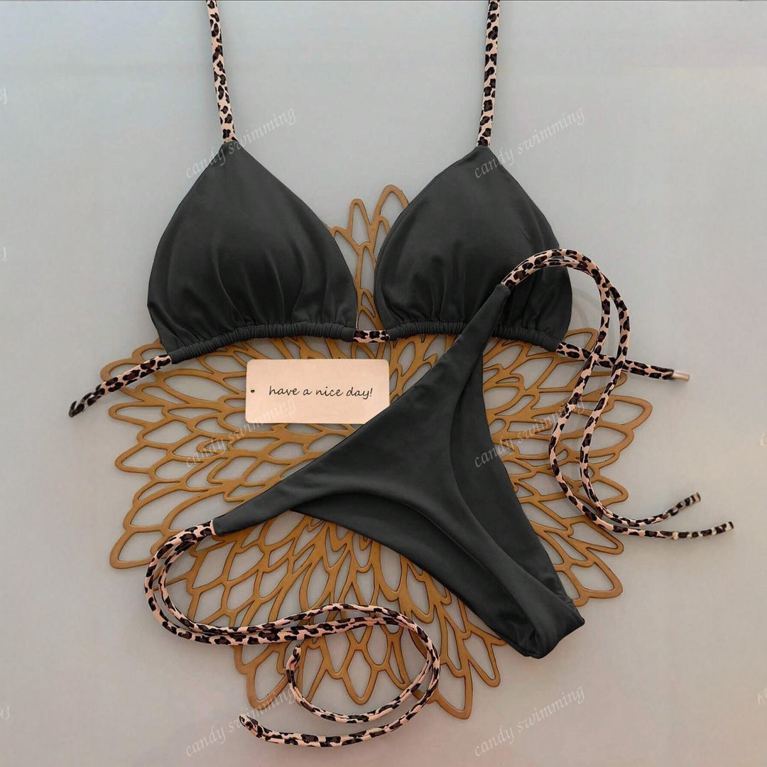 Dame Triangel-Bikini med unikke stropper Skovae