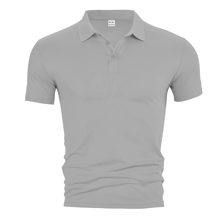 Herre nan figursyet kortærmet poloshirt i elastisk jersey med skjortekrave og kort knapliste Skovae