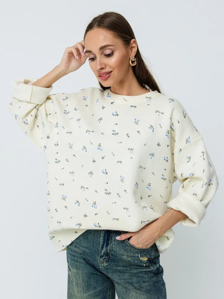 Kvinders casual sweatshirt med blomsterdesign og oversized pasform Stilla