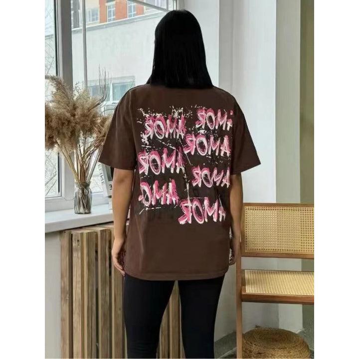 Damer Oversized T-Shirt med kunstnerisk skrifttype og afslappet pasform Stilla