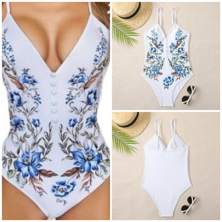 Dame Floral Broderet Én-delt Badedragt Stilla