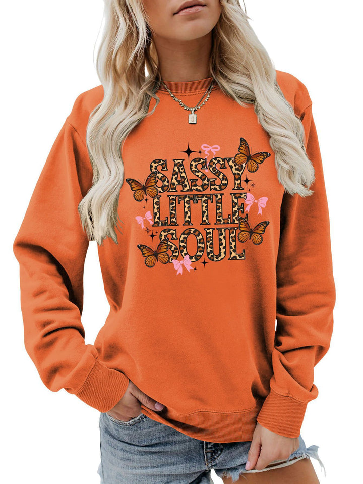 Kvinders sweatshirt med kunstnerisk sommerfugledesign Stilla