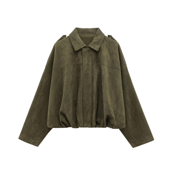 Dame Oversized Jakke i Kunstlæder med Gummibånd Stilla
