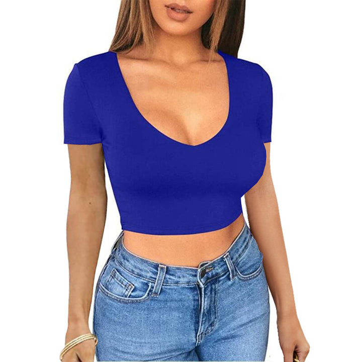 Dame Crop-Top med V-udskæring og tætsiddende pasform Stilla