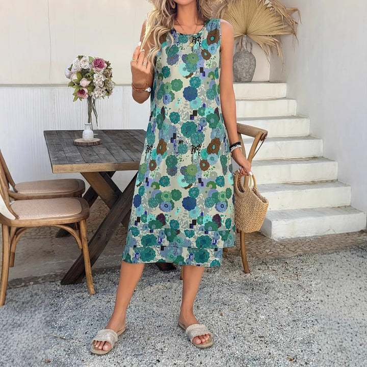 Dame sommerkjole med blomstermønster Stilla