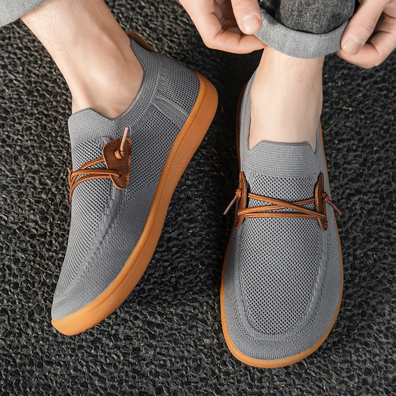 Herrer nan åndbar strik-sudersneaker med elastisk indgange og dämpende let sål Skovae