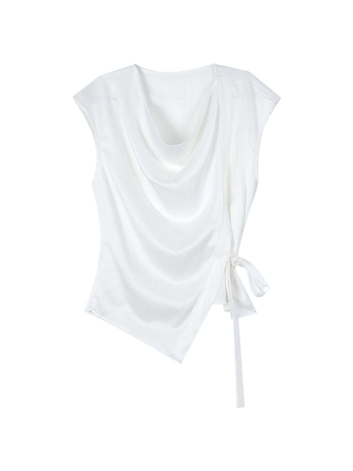 Dame indpakningsbluse med asymmetrisk snit og elegant drapering Stilla