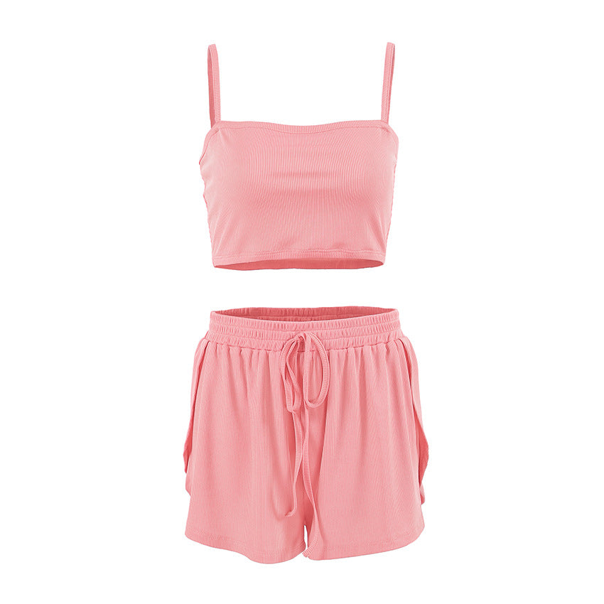 Dame fritids-sæt bestående af flydende top og shorts med snor Stilla