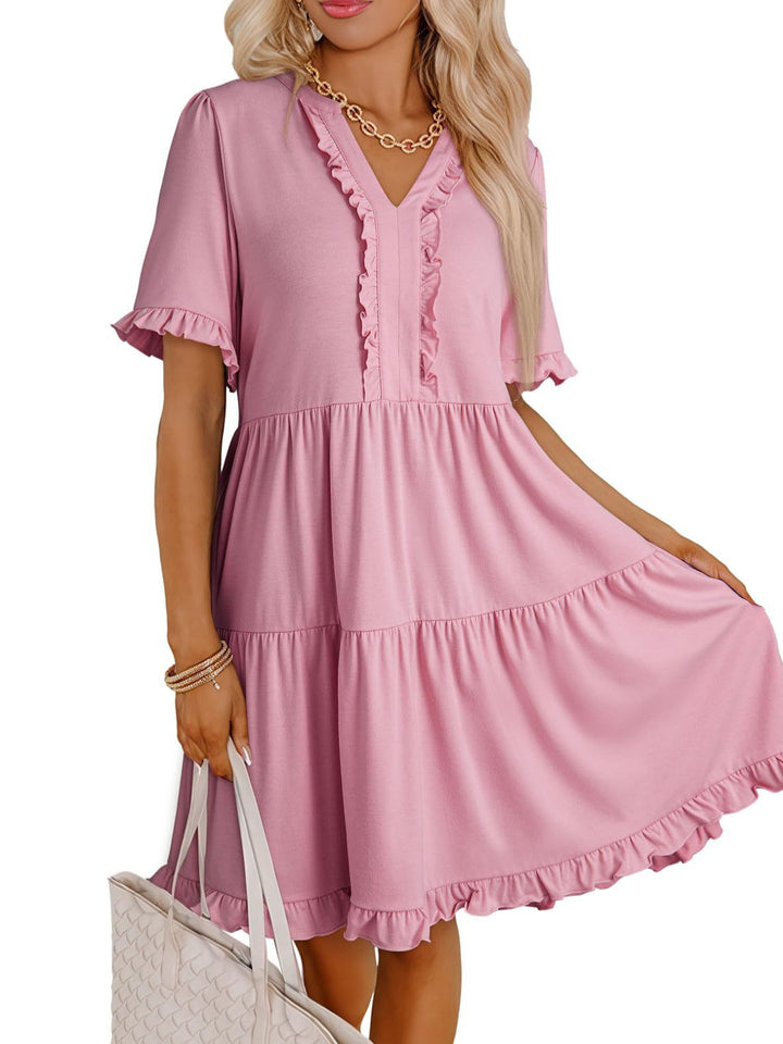 Dame Flydende Sommerkjole med Ruffle-detaljer Stilla
