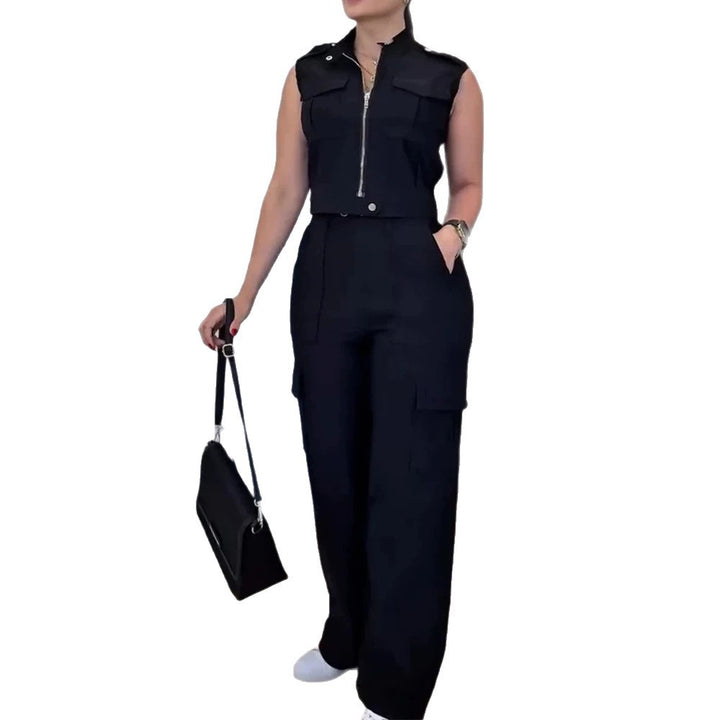 Dame Cargo-Jumpsuit med kort overdel og praktiske lommer Skovae