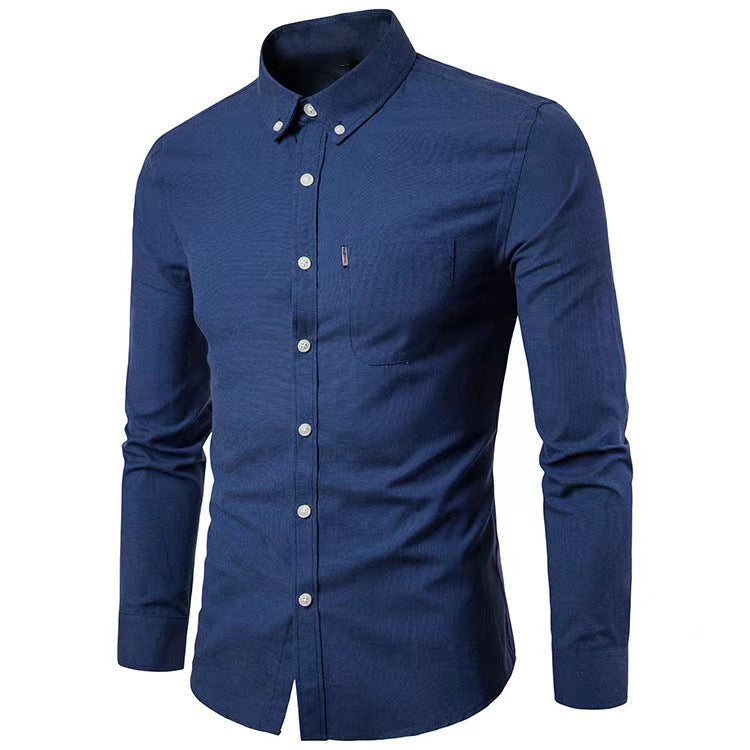 Herrer nan figursyet Oxford-skjorte med Button-Down-krave og brystlomma Skovae