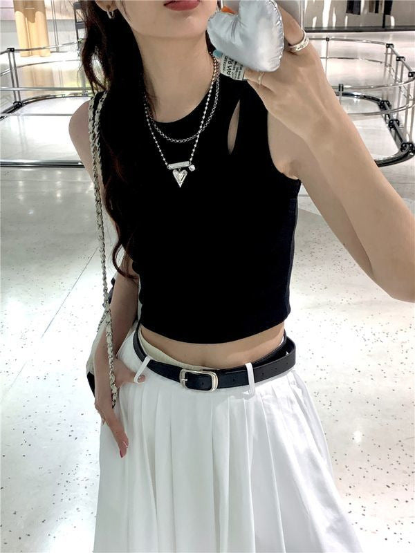 Kvindernes crop top med elastisk talje og asymmetrisk halsudskæring Skovae