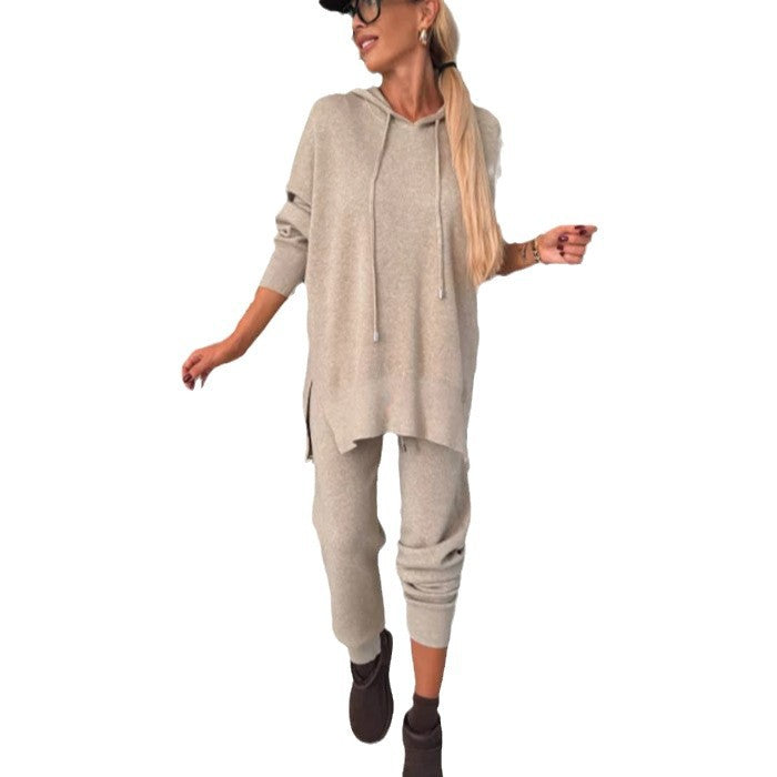 Kvinders sporty loungewear sæt med hættejakke og løs pasform Skovae