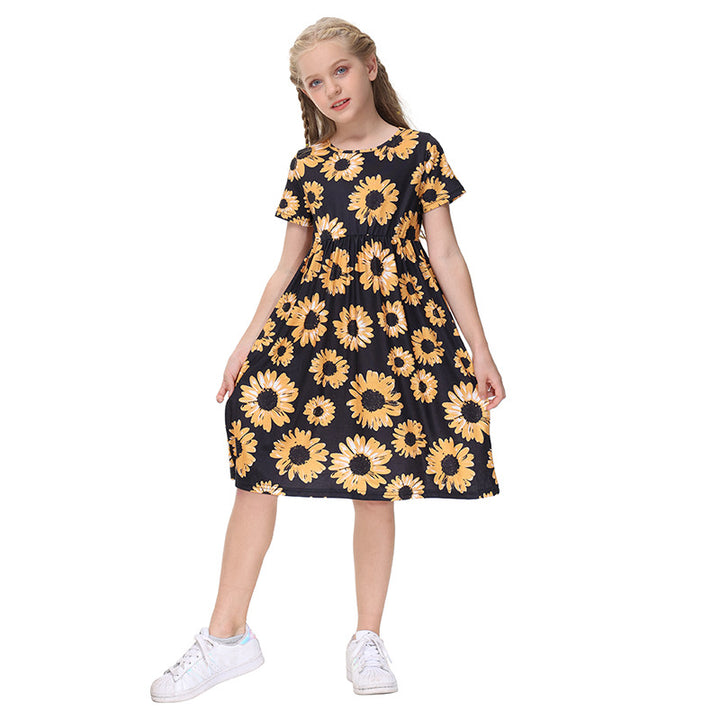 Dame fritidskjole med blomstret design og blødt jersey-materiale Stilla