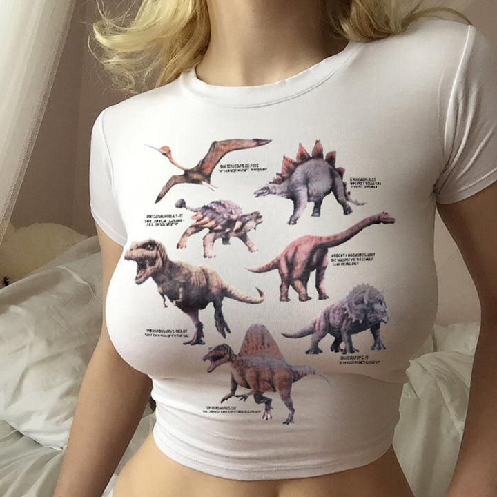 Kvinders T-shirt med kreativ dinosaur design Stilla
