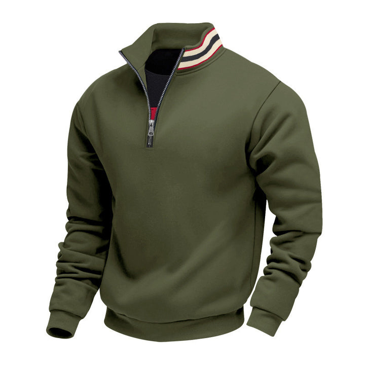Herren nan Halvzip-sweatshirt med sporty ringkrave og blødt fleece-foring Skovae