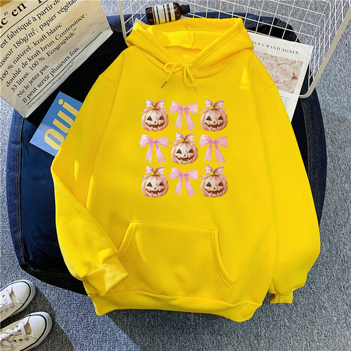 Kvinders Hoodie med Munter Græskar Design Skovae