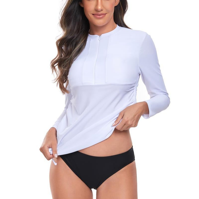 Dame Langærmet Rashguard Shirt med figurskabende Rynker Stilla