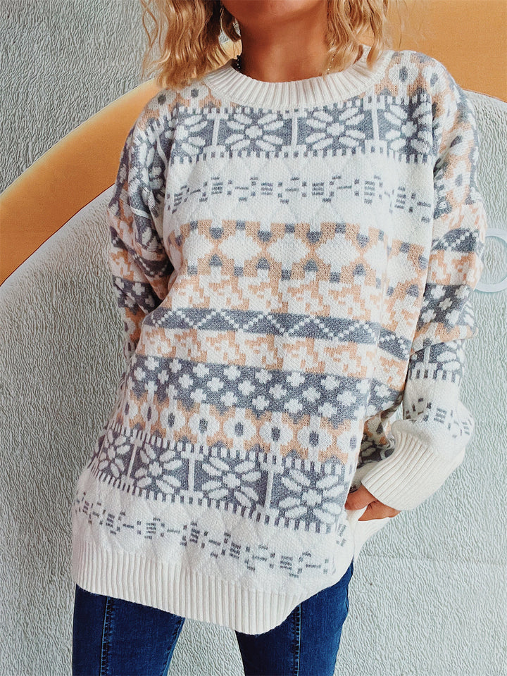 Kvinder komfortabel sweater med traditionelt norsk mønster og afslappet snit Stilla