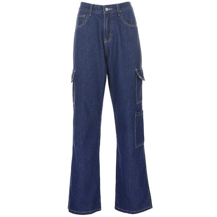 Dame brede Cargo-Jeans med praktiske sidelommer og afslappet snit Stilla