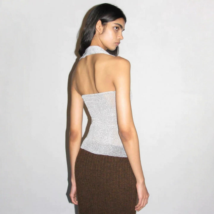 Kvinder Glitrende Net Halterneck Top Stilla
