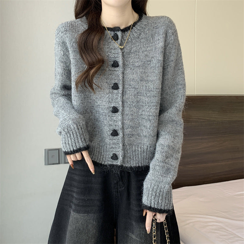 Damer cardigan med hjerteknapper Stilla