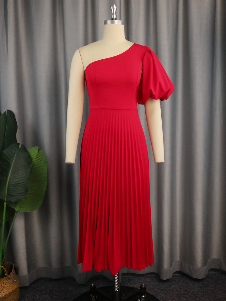 Damer Elegant asymmetrisk plisseret kjole Skovae