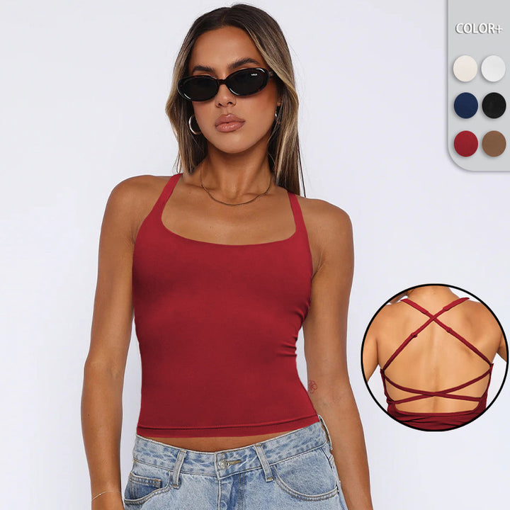 Dame figurtilpasset spaghetti-top lavet af elastisk jersey-materiale Stilla