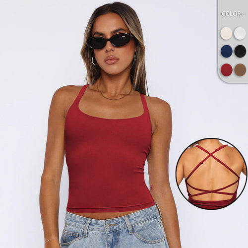 Dame figurtilpasset spaghetti-top lavet af elastisk jersey-materiale Stilla