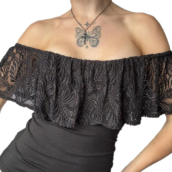 Dameoberdel med spidsel-overlap og off-shoulder design Skovae