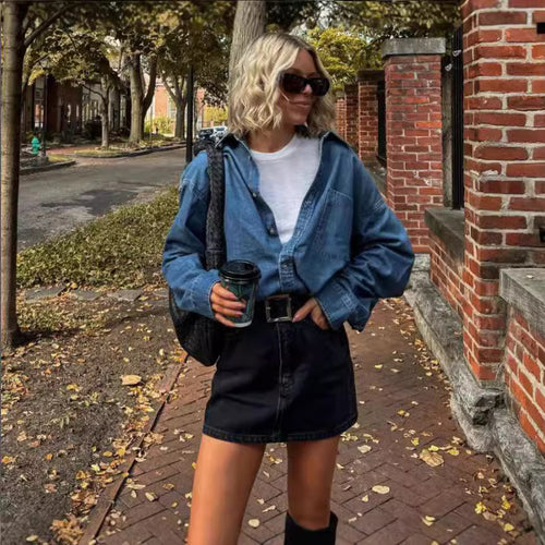 Kvinders afslappede denimjakke i klassisk oversized pasform Stilla