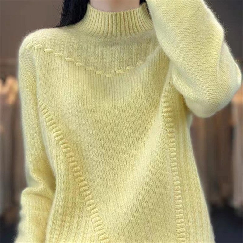 Kvinders strik sweater med struktureret krave og asymmetrisk snit Stilla
