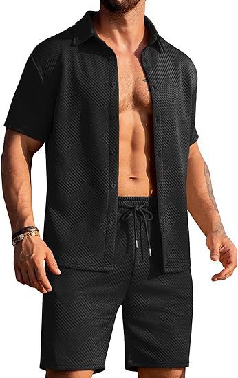 Herrer moderne shorts og top sæt med struktureret design Stilla