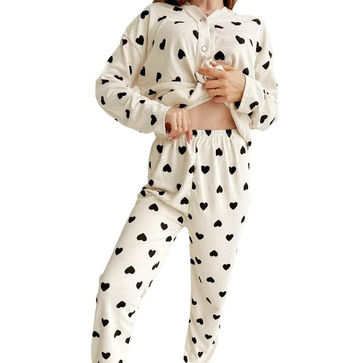 Dame komfortabel Pyjamas med hjerte mønster Stilla