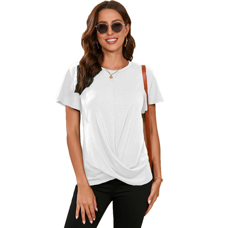Damer elegant T-shirt med afslappet viklelook og behagelige korte ærmer Stilla
