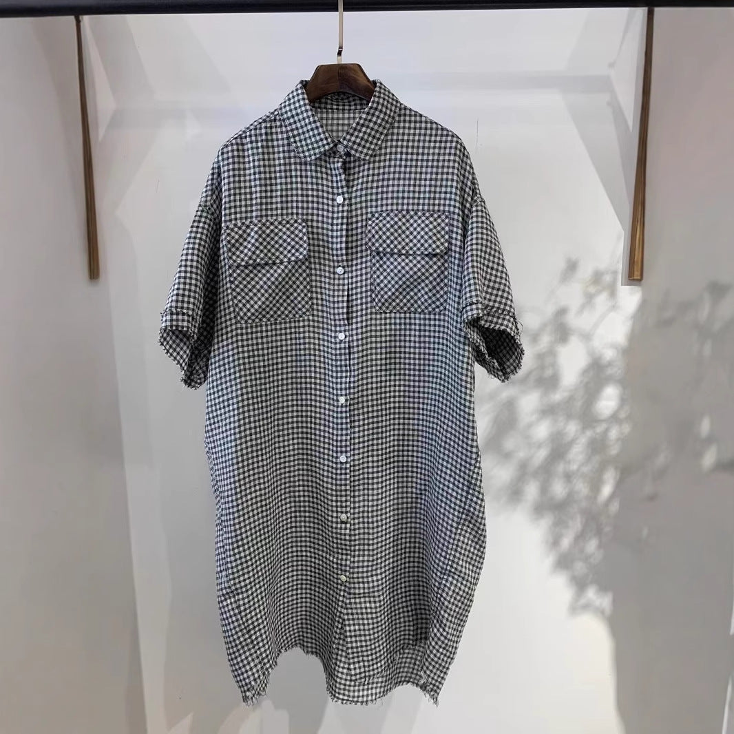 Dame Kortærmet Karo Button-Up Skjorte Stilla