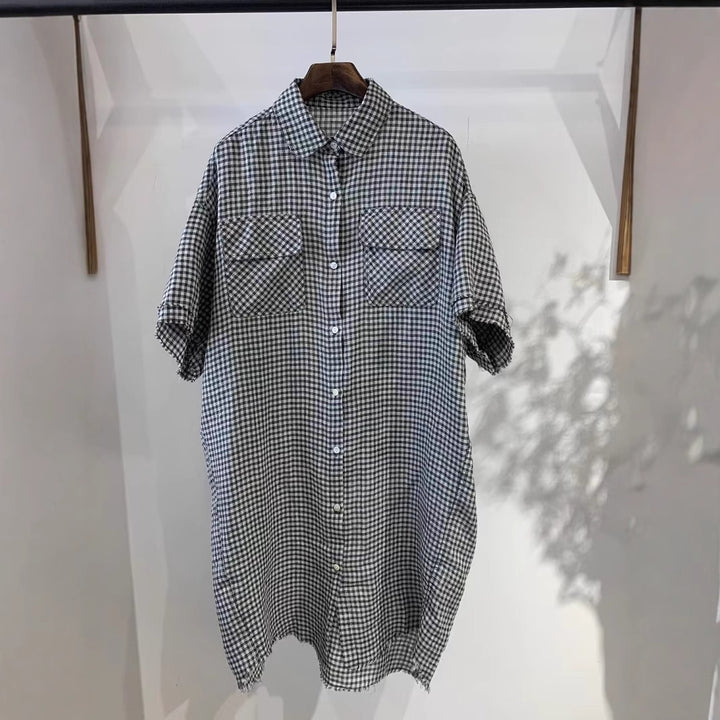 Dame Kortærmet Karo Button-Up Skjorte Stilla