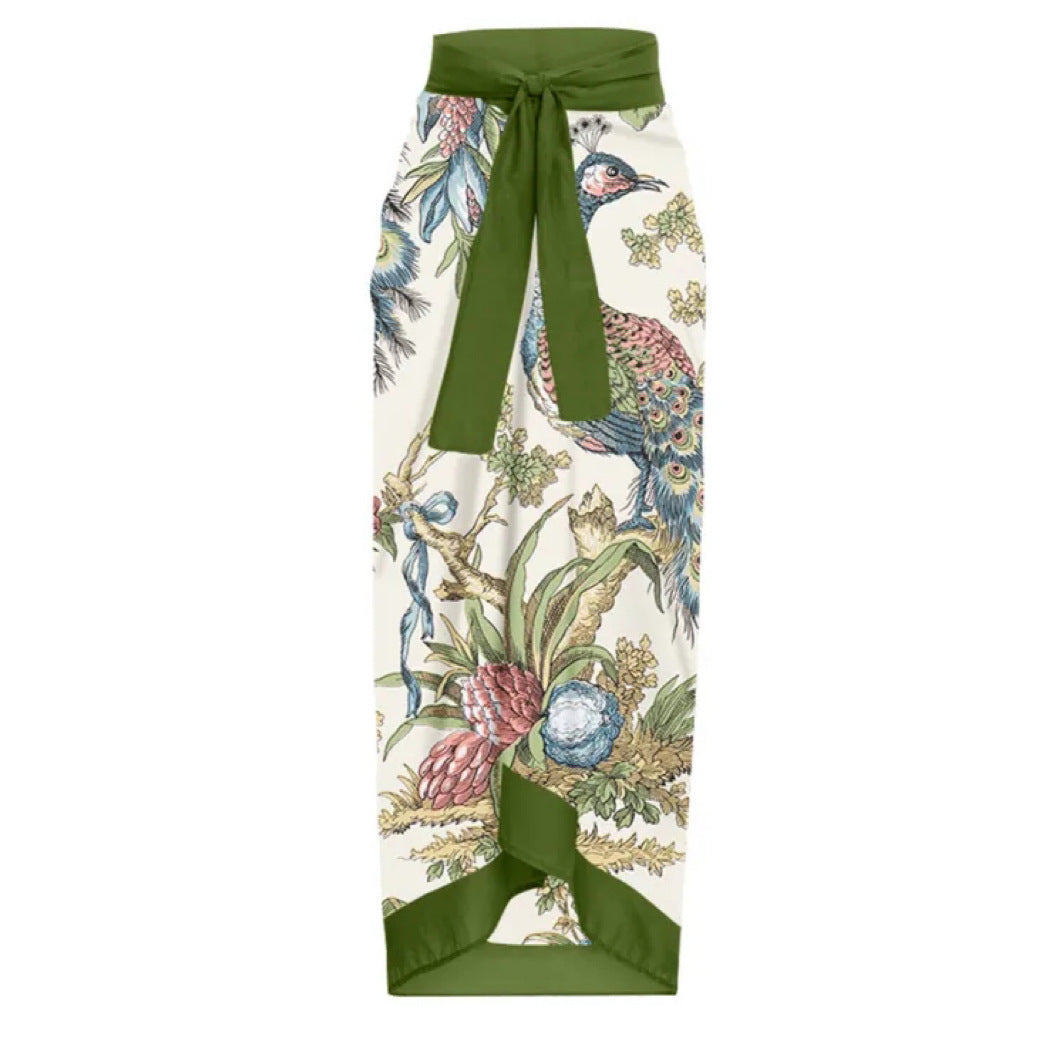 Dame sommerfrock med blomster motiver og elegant sløjfe-applikation Skovae