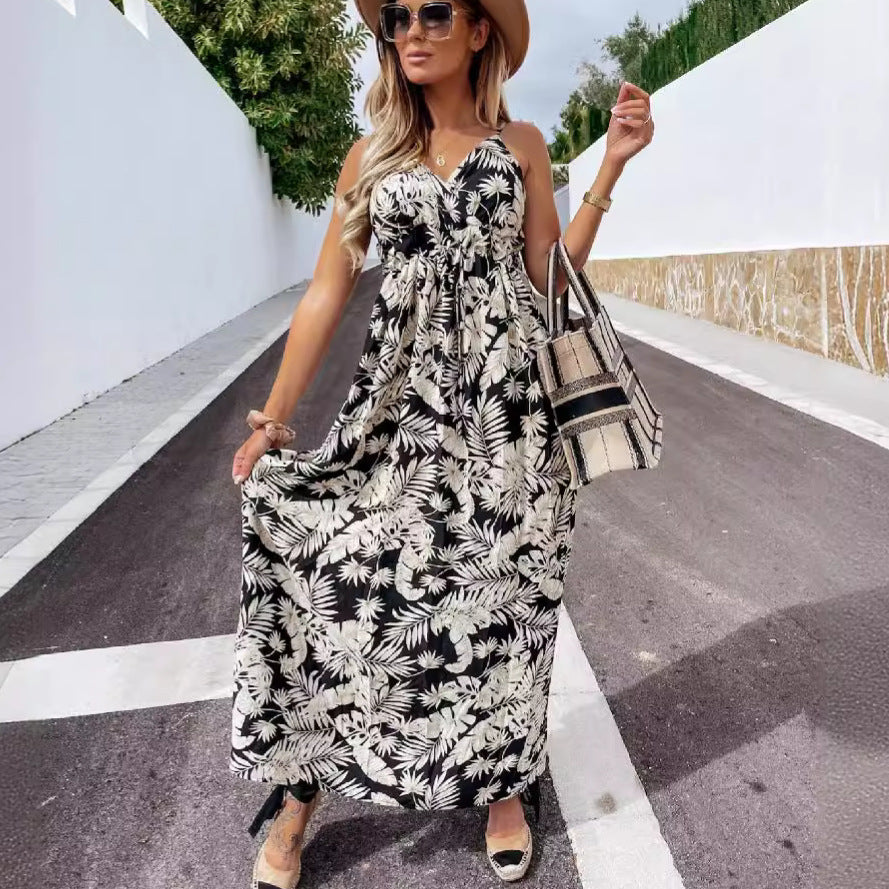 Kvinder Floral Print Wrap Maxi Kjole Stilla