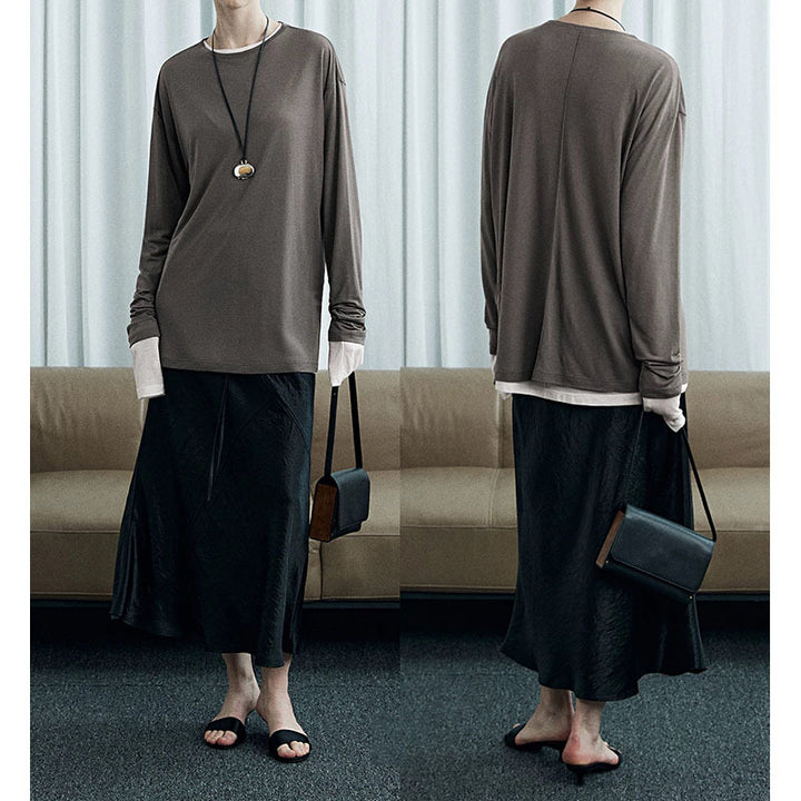 Dame afslappet langærmet skjorte med elegant snit Stilla