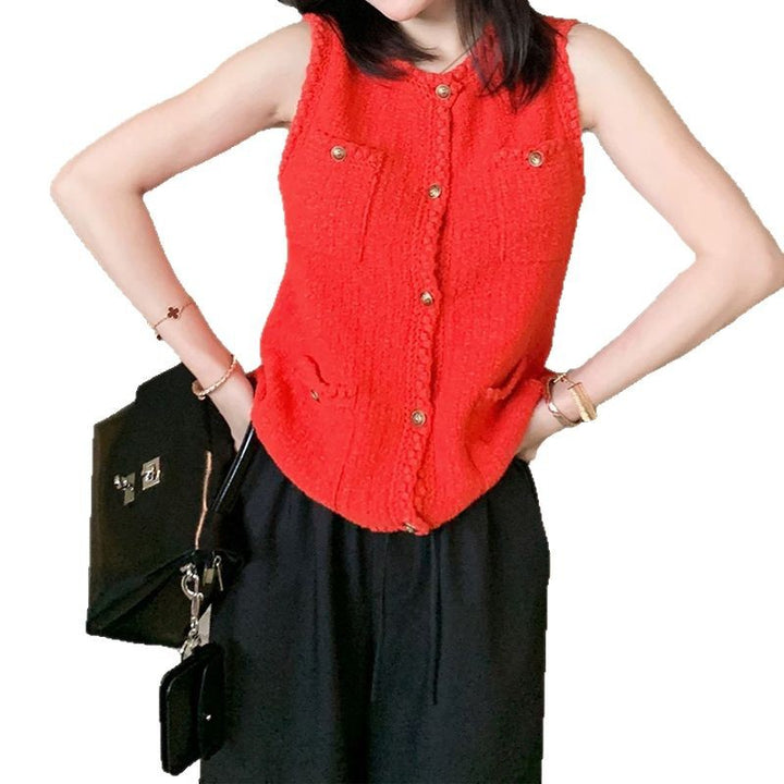 Dame elegant Tweed-vest med struktureret design og praktiske lommer Stilla