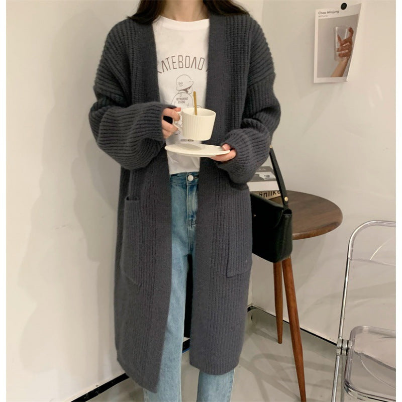 Kvinders Plus Size Strikket Cardigan med Casual Skæring og Lommer Stilla