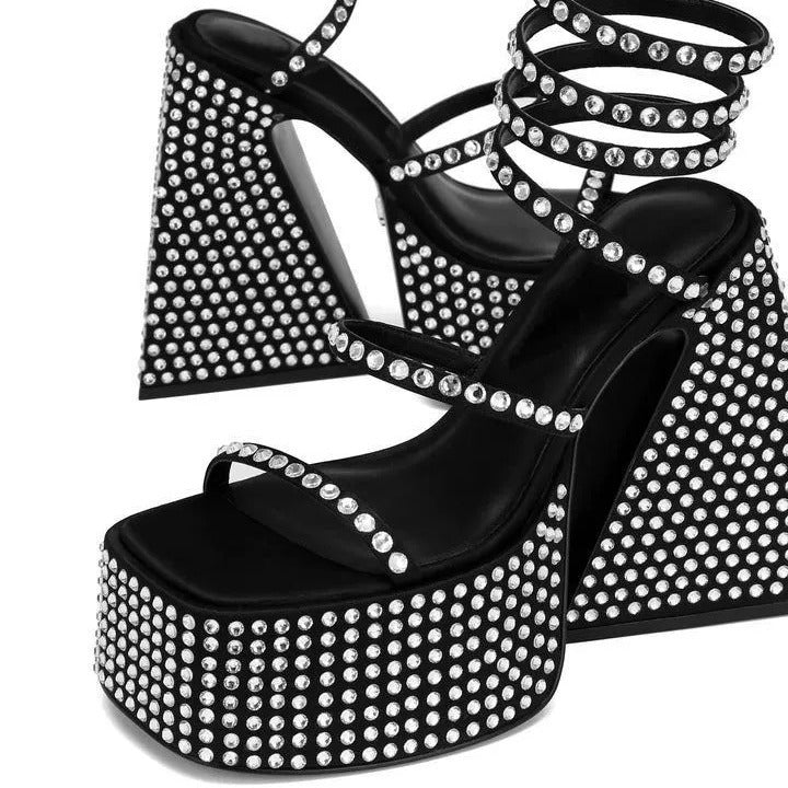 Femme Krystal-dekorerede Plateau-sko Stilla