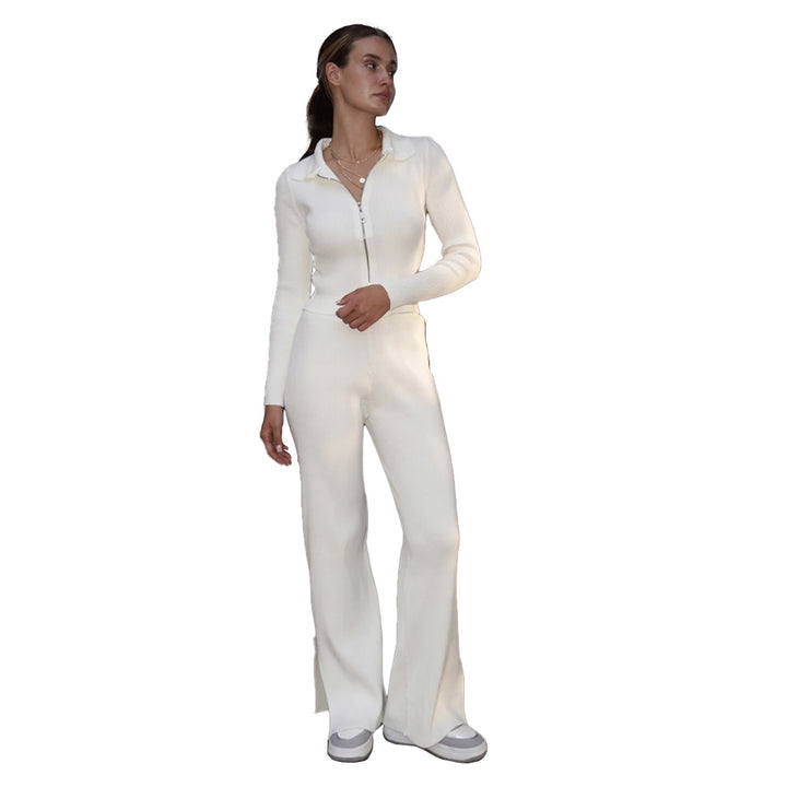 Kvinders trendy overalls med lang lynlås Stilla