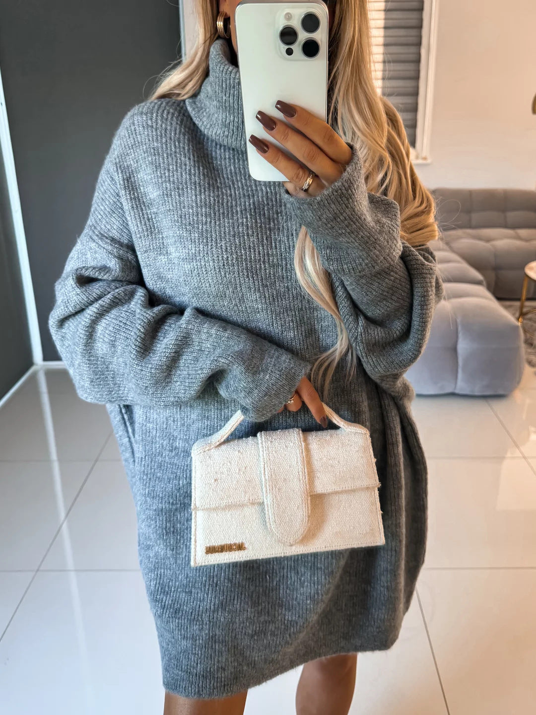 Kvinders Oversized Sweater med Høj Krave Skovae