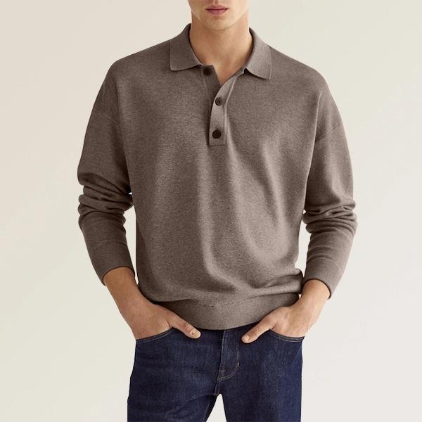 Herrer Poloshirt med knaplukning i blød bomuldsblanding Stilla