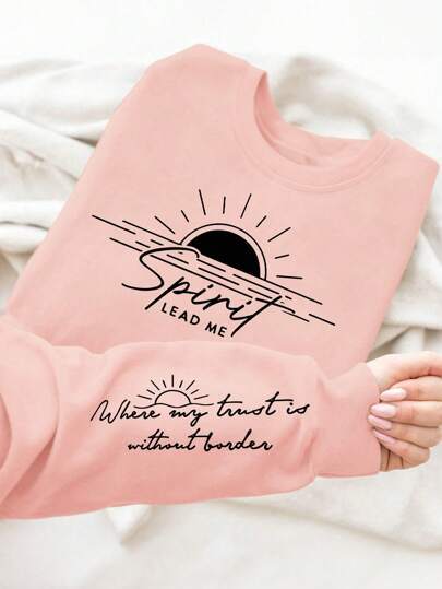 Kvinders sweatshirt med inspirerende print og blødt flydende stof Stilla