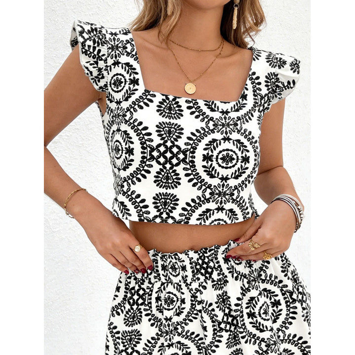 Dame To-delt sæt med cropped top og kort nederdel Skovae